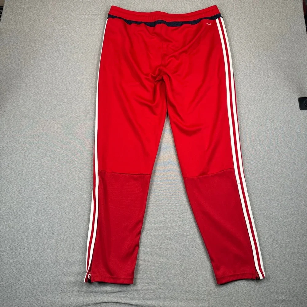 Adidas Climacool Track Pants Mens XL Red White Stripe Zipper Pockets Tapered